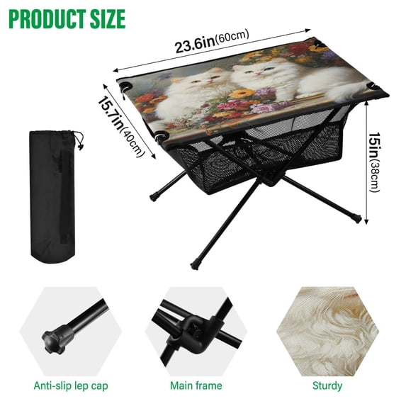 BZSMCE Camping Tables Simple Folding Table Companions in Bloom Pattern Size:23.6*15.7in