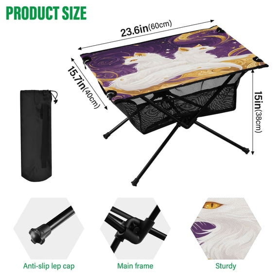BZSMCE Camping Tables Simple Folding Table Dance Of The Foxes Pattern Size:23.6*15.7in