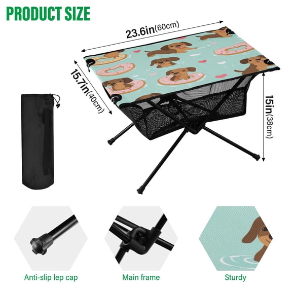 BZSMCE Camping Tables Simple Folding Table Donut Splash Adventure Pattern Size:23.6*15.7in