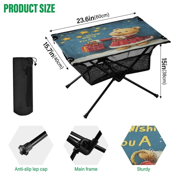 BZSMCE Camping Tables Simple Folding Table Fluffy Duo in Bloom Pattern Size:23.6*15.7in