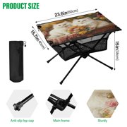 BZSMCE Camping Tables Simple Folding Table Holiday Bear Wishes Pattern Size23.6*15.7in