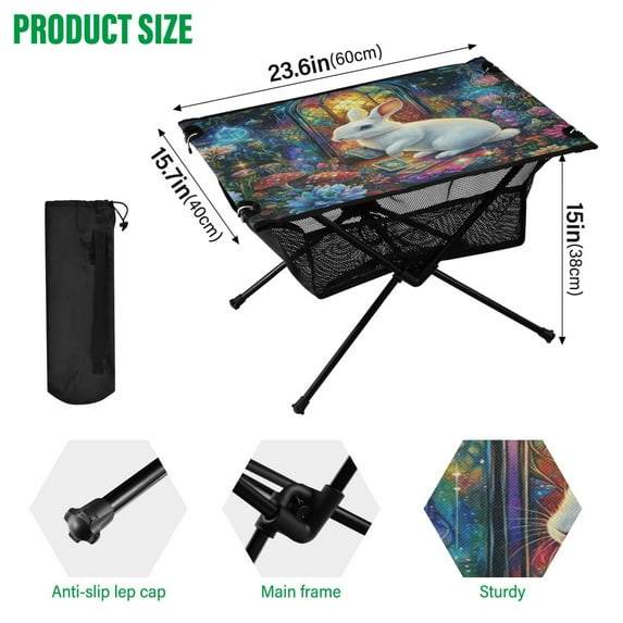BZSMCE Camping Tables Simple Folding Table Mystical Garden Rabbit ...