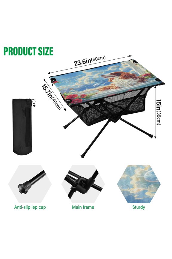 Camping Tables Simple Folding Table Soaking in Sunshine Pattern Size:23.6*15.7in
