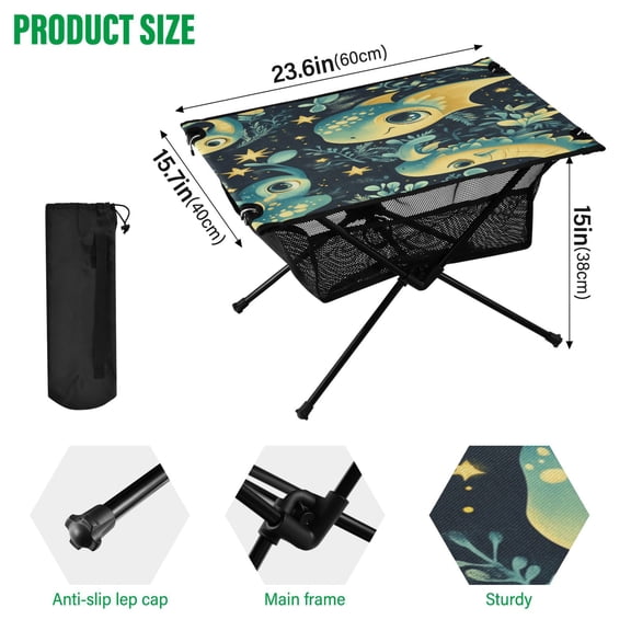 BZSMCE Camping Tables Simple Folding Table Starlit Dragons Pattern Size:23.6*15.7in