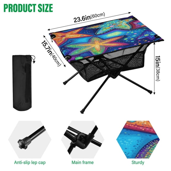 BZSMCE Camping Tables Simple Folding Table Stellar Dots Pattern Size:23.6*15.7in