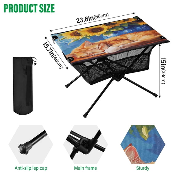 BZSMCE Camping Tables Simple Folding Table Sunflower Dreams Pattern Size:23.6*15.7in