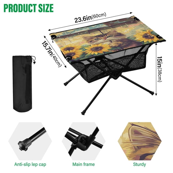 BZSMCE Camping Tables Simple Folding Table Sunny Umbrella Paws Pattern Size:23.6*15.7in