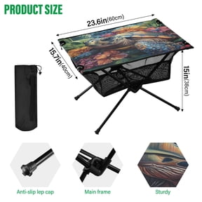 BZSMCE Camping Tables Simple Folding Table Tropical Turtle Escape Pattern Size:23.6*15.7in