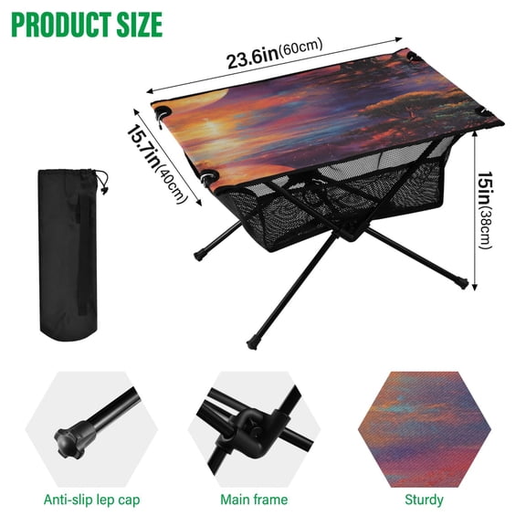 BZSMCE Camping Tables Simple Folding Table Vibrant Panda Express Pattern Size:23.6*15.7in
