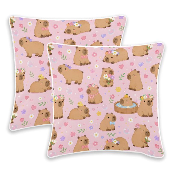 BZSMCE Capybara Cute Throw Pillow Covers Set of 2 Decorative Pillow Cases Covers for Sofa Bed Living Room