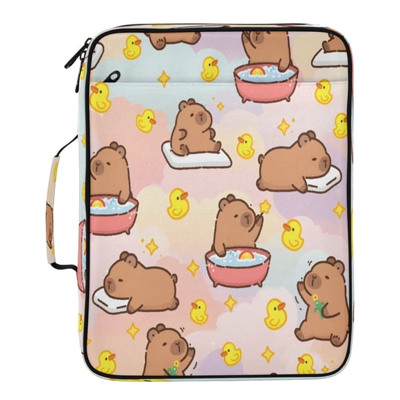 BZSMCE Capybara Duck Pattern Pattern Water-Resistant Filing Folder Binder Organizer Keeper 1.2 Inch 3-Ring 7-Pocket Expanding File