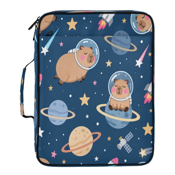 BZSMCE Capybara Space Pattern Pattern Water-Resistant Filing Folder Binder Organizer Keeper 1.2 Inch 3-Ring 7-Pocket Expanding File