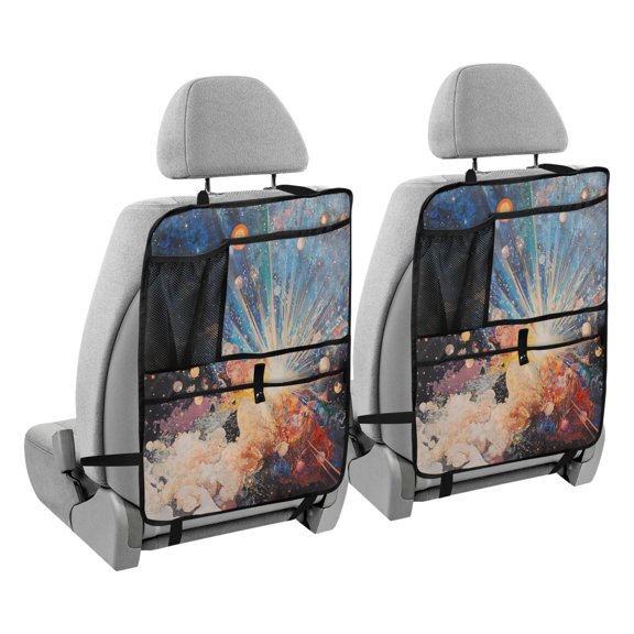 BZSMCE Car Organizer Kick Mats Back Seat Protector Creatively Big Bang Printed