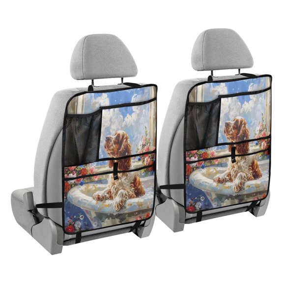 BZSMCE Car Organizer Kick Mats Back Seat Protector Creatively Bubble Bliss with A Cocker Printed