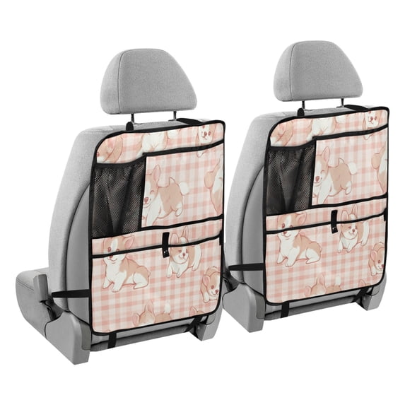 BZSMCE Car Organizer Kick Mats Back Seat Protector Creatively Corgis Cuddle Fest Printed