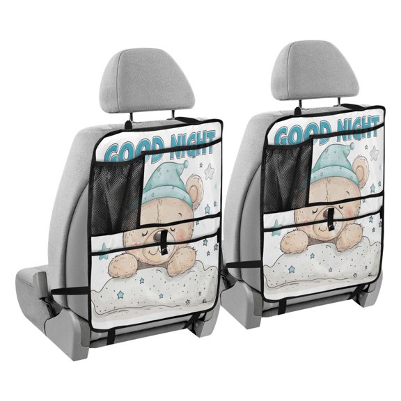 BZSMCE Car Organizer Kick Mats Back Seat Protector Creatively Cute Cartoon Brown Bear Printed