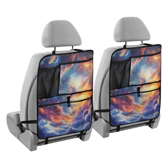 BZSMCE Car Organizer Kick Mats Back Seat Protector Creatively Dance Of The Cosmos Printed