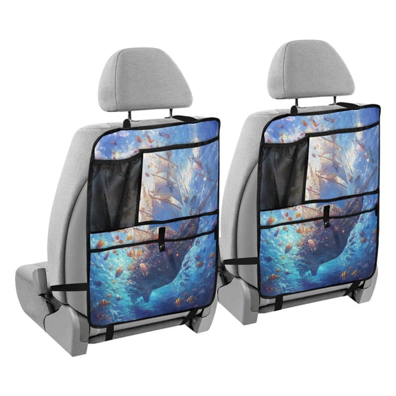 BZSMCE Car Organizer Kick Mats Back Seat Protector Creatively Deep Sea Odyssey Printed