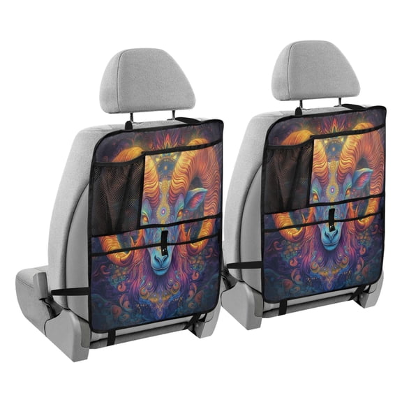 BZSMCE Car Organizer Kick Mats Back Seat Protector Creatively Electric Ram Reverie Printed