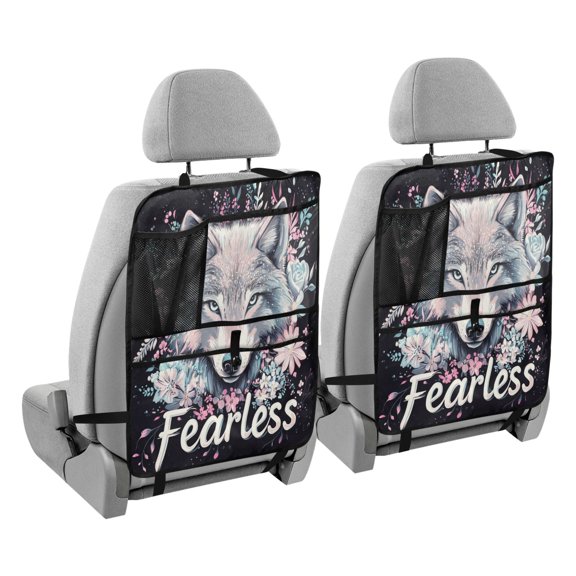BZSMCE Car Organizer Kick Mats Back Seat Protector Creatively Fearless Spirit Printed