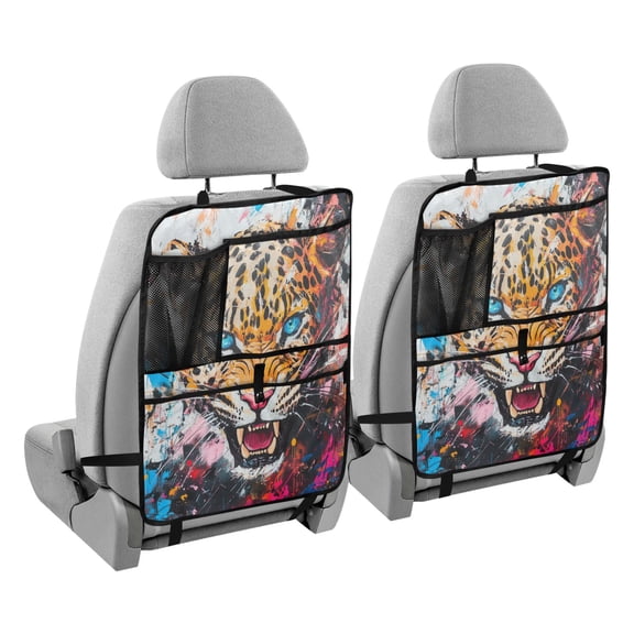 BZSMCE Car Organizer Kick Mats Back Seat Protector Creatively Fierce Roar Printed