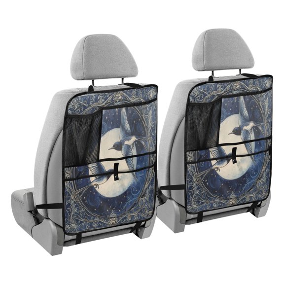 BZSMCE Car Organizer Kick Mats Back Seat Protector Creatively Flight under The Moon Printed