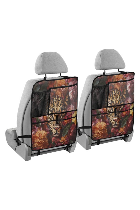 Car Organizer Kick Mats Back Seat Protector Creatively Leopard in Bloom Printed