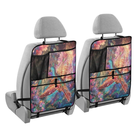 BZSMCE Car Organizer Kick Mats Back Seat Protector Creatively Luminous Hummingbird Magic Printed