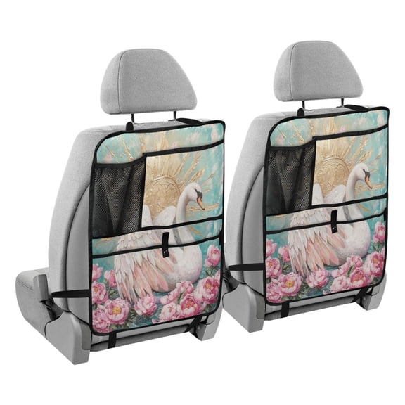 BZSMCE Car Organizer Kick Mats Back Seat Protector Creatively Radiant Swan Serenade Printed