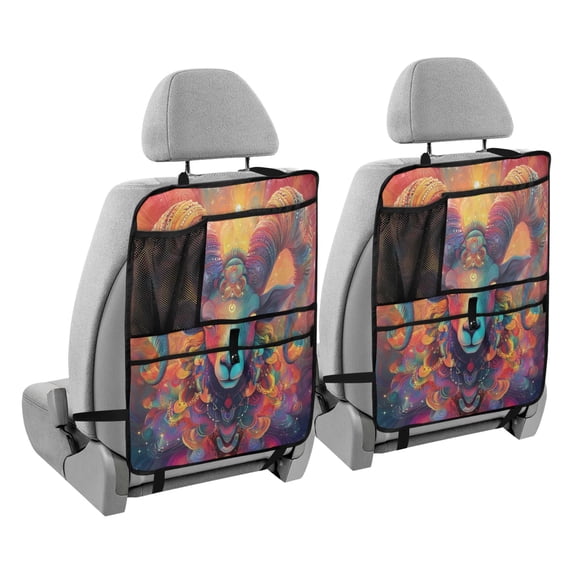 BZSMCE Car Organizer Kick Mats Back Seat Protector Creatively Rainbow Ram Printed