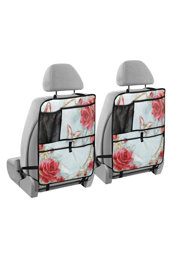 Car Organizer Kick Mats Back Seat Protector Creatively Roses and Butterflies Printed