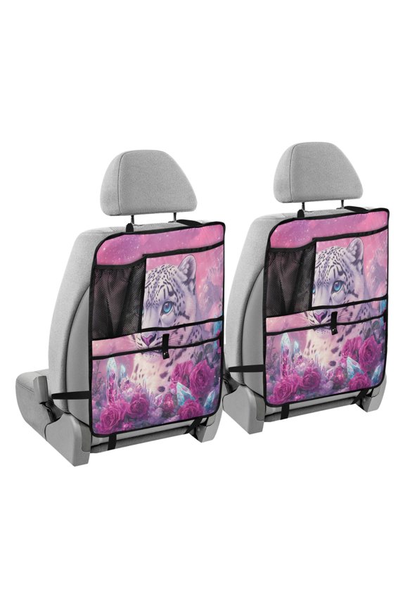 Car Organizer Kick Mats Back Seat Protector Creatively Snow Leopard Fantasy Art Printed