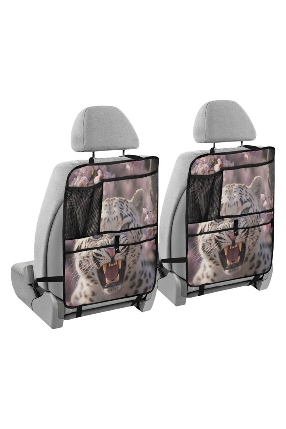 Car Organizer Kick Mats Back Seat Protector Creatively Snow Leopard in Bloom Printed