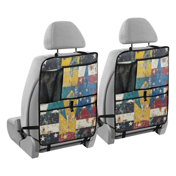 BZSMCE Car Organizer Kick Mats Back Seat Protector Creatively Star-spangled Fusion Printed