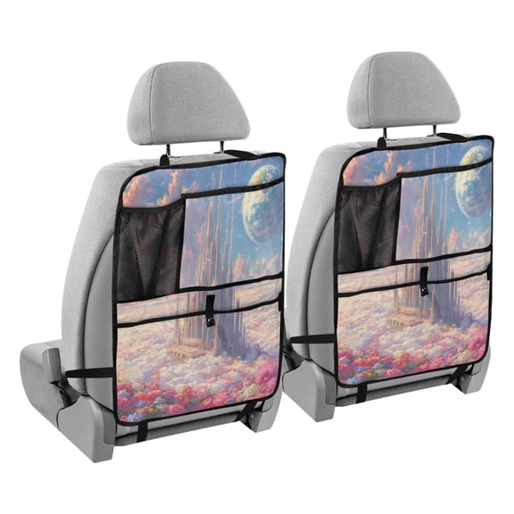 BZSMCE Car Organizer Kick Mats Back Seat Protector Creatively Starlit Kingdom Printed