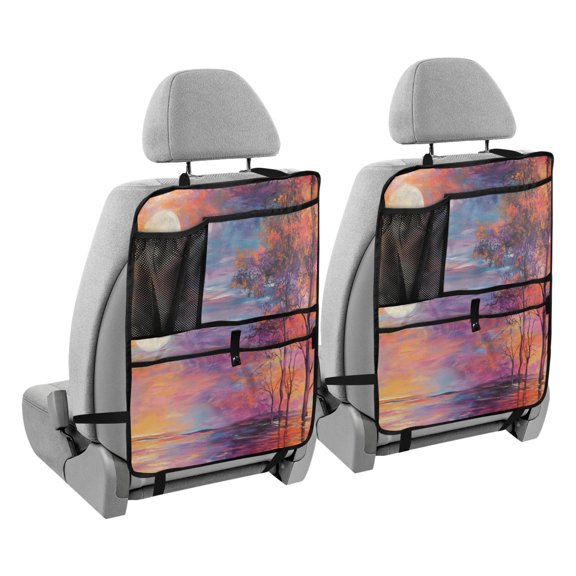 BZSMCE Car Organizer Kick Mats Back Seat Protector Creatively Sunlit Harmony Printed