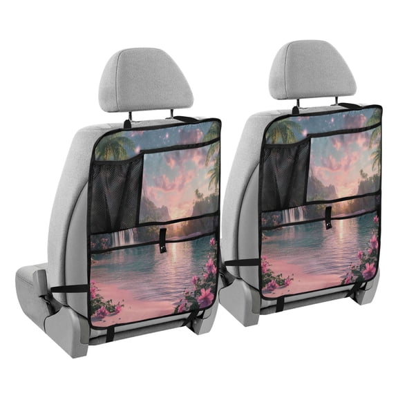 BZSMCE Car Organizer Kick Mats Back Seat Protector Creatively Sunset Serenity Printed