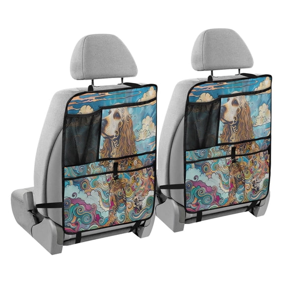 BZSMCE Car Organizer Kick Mats Back Seat Protector Creatively Swaying Tails in Swirls Printed