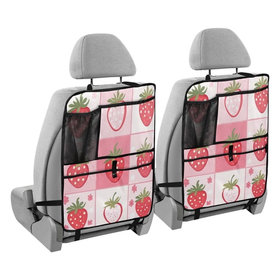 BZSMCE Car Organizer Kick Mats Back Seat Protector Creatively Sweet Strawberry Patch Printed
