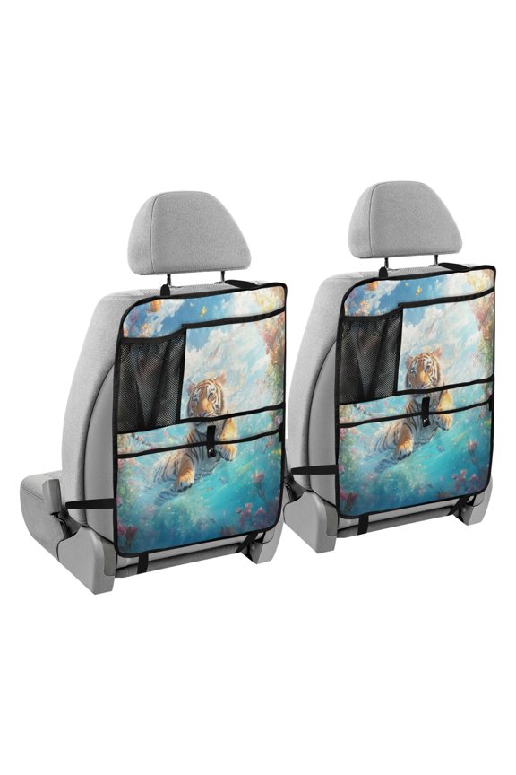 Car Organizer Kick Mats Back Seat Protector Creatively Tigers Splash Oasis Printed