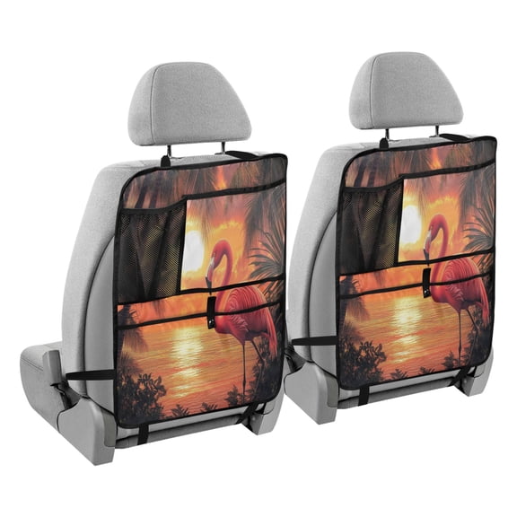 BZSMCE Car Organizer Kick Mats Back Seat Protector Creatively Tropical Sunset Serenade Printed