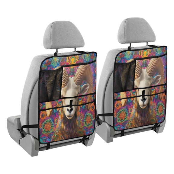 BZSMCE Car Organizer Kick Mats Back Seat Protector Creatively Vibrant Spirit Of The Ram Printed