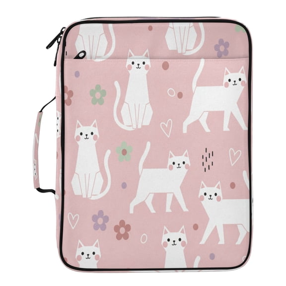 BZSMCE Cartoon Cat Design on Pattern Water-Resistant Filing Folder Binder Organizer Keeper 1.2 Inch 3-Ring 7-Pocket Expanding File