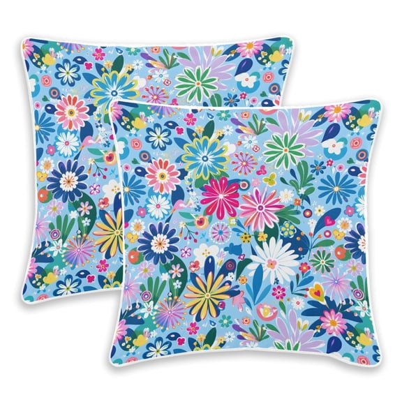 BZSMCE Cartoon Flowers Pattern Throw Pillow Covers Set of 2 Decorative Pillow Cases Covers for Sofa Bed Living Room