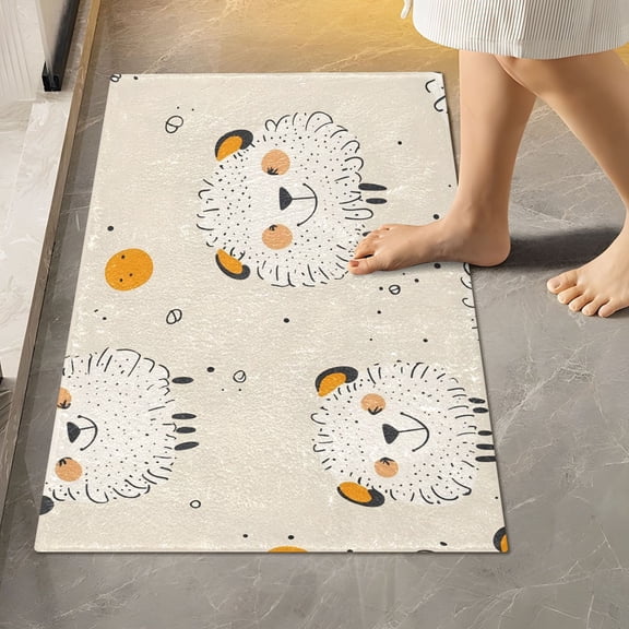 BZSMCE Cartoon Sheep Pattern Pattern 2-Piece Non-Slip Absorbent Bathroom Rug Set, Soft Bath Mat & Toilet Rug