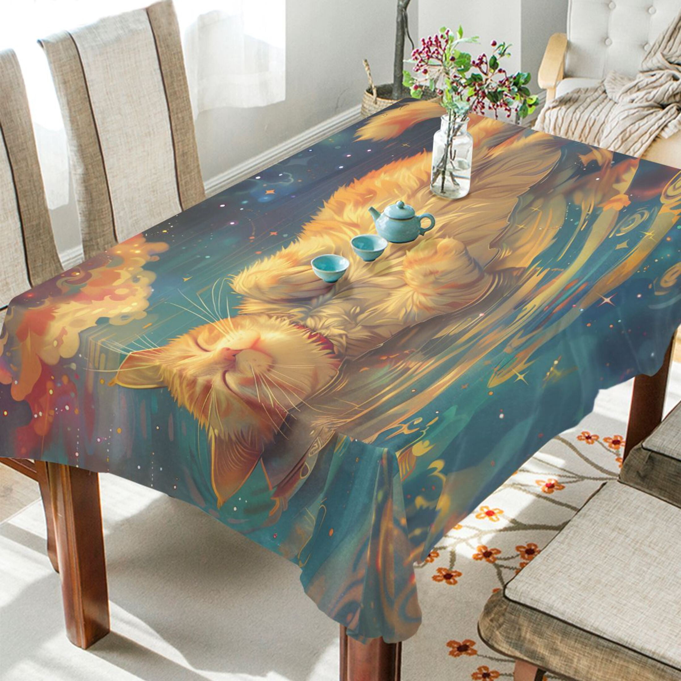 Table Cover Jpeg BZSMCE Cat Lake Nebula Print Polyester Square Table Cover,Wrinkle ...