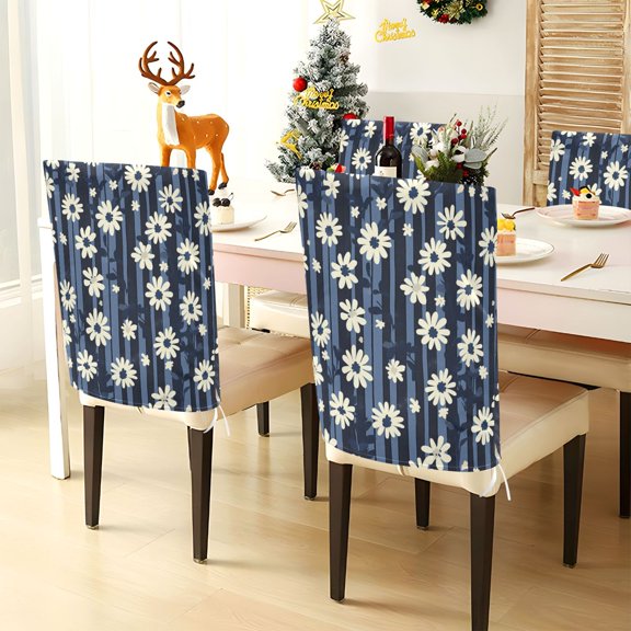 BZSMCE Chair Covers Set Home Decor Seat Back Cover Midnight Daisy Dance Pattern
