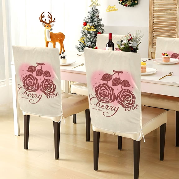 BZSMCE Chair Covers Set Home Decor Seat Back Cover Rose Script Pattern