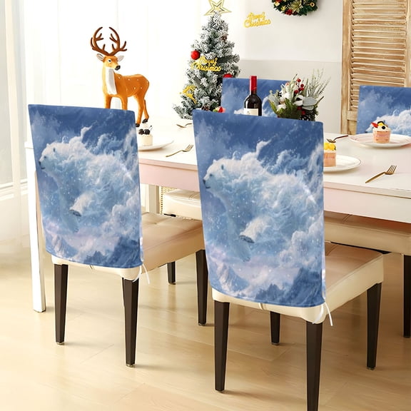 BZSMCE Chair Covers Set Home Decor Seat Back Cover Wave Polar Bear Pattern