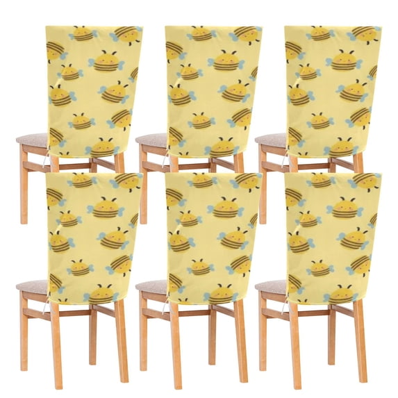 BZSMCE Chair Covers Set Home Decor Seat Back Cover Yellow Bee Pattern